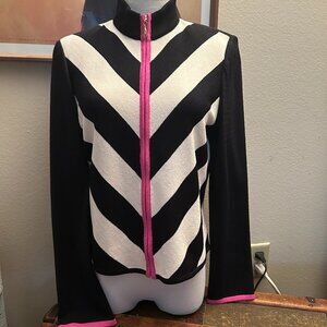 Black & white turtle neck knit cardigan